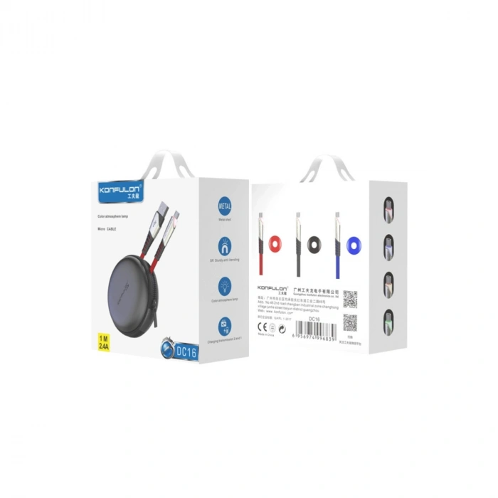 Dc16 Micro Usb Kablo 1m 2.4a - Kırmızı