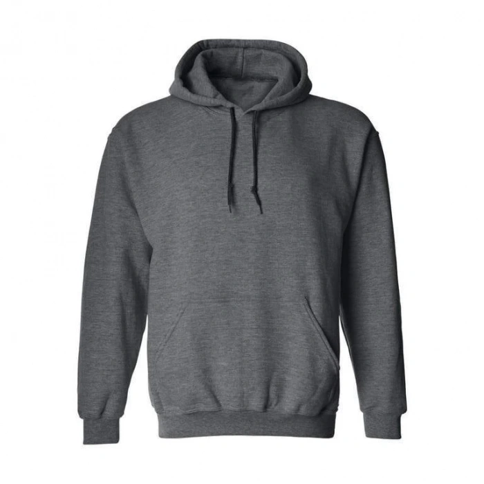 Erkek 3 İplik Pamuklu Kapüşonlu Cepli Oversize Hoodie Sweatshirt - Füme
