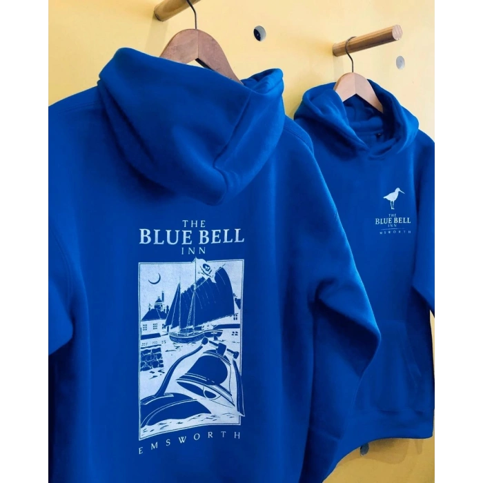 Erkek Baskılı Kapüşonlu Cepli Hoodie 3 İplik Pamuklu Sweatshirt - Saks Mavisii