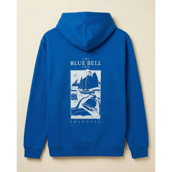 Erkek Baskılı Kapüşonlu Cepli Hoodie 3 İplik Pamuklu Sweatshirt - Saks Mavisii