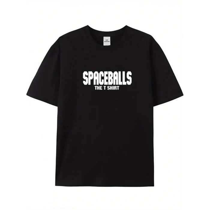 Erkek Baskılı T-Shirt Kısa Kol Bisiklet Yaka Regular Fit Rahat Kalıp Tişört - Siyah
