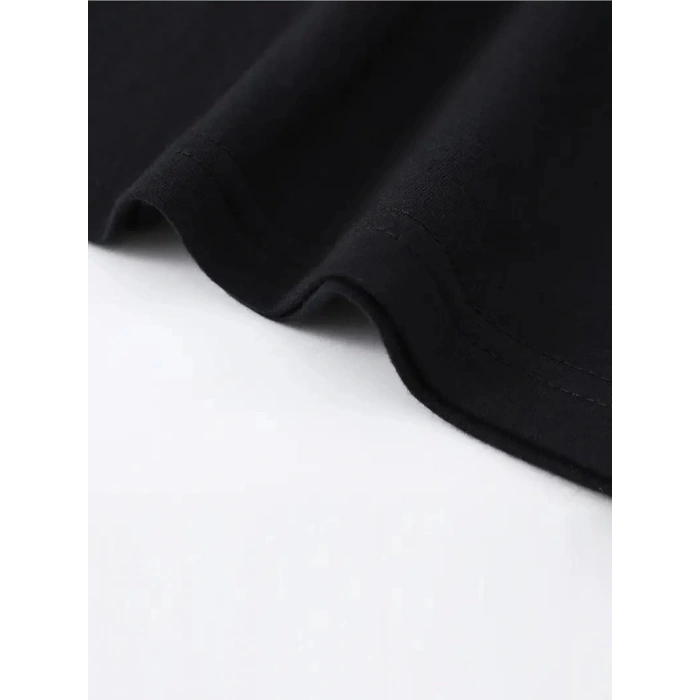 Erkek Baskılı T-Shirt Kısa Kol Bisiklet Yaka Regular Fit Rahat Kalıp Tişört - Siyah
