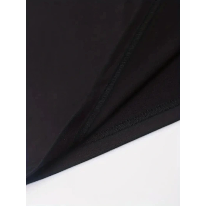 Erkek Baskılı Tişört Kısa Kol Bisiklet Yaka Regular fit Rahat kalıp T-Shirt - Siyah