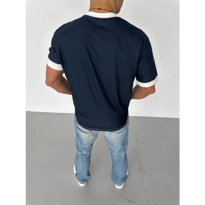 ERKEK Bisiklet Yaka Baskılı Kısa kol Oversize T-Shirt - Siyah