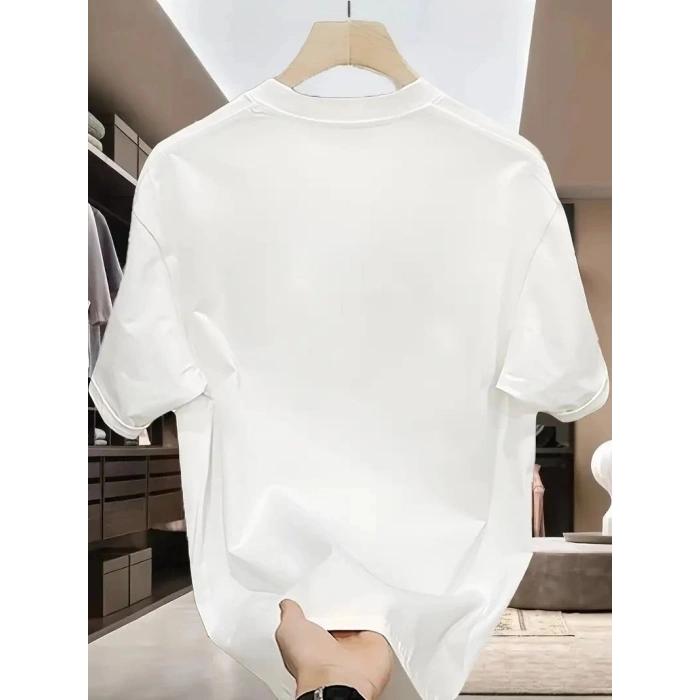 ERKEK Bisiklet yaka Tişört Özgür kuşlar Baskılı kısa kol T-shirt - Beyaz
