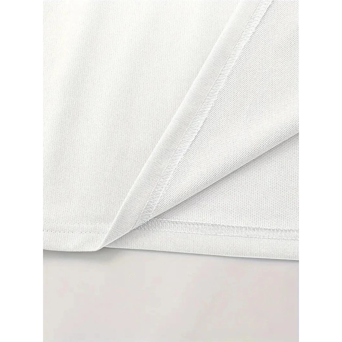 Erkek LB Baskılı Tişört Bisiklet Yaka Kısa Kol T-shirt - Beyaz
