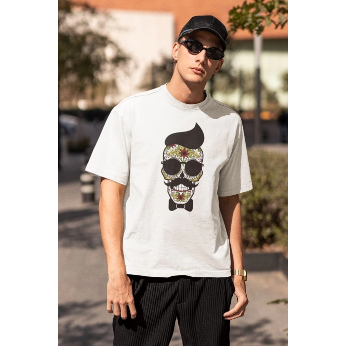 ERKEK Özel Baskılı Modern Fit %100 Pamuk Bisiklet Yaka T-Shirt