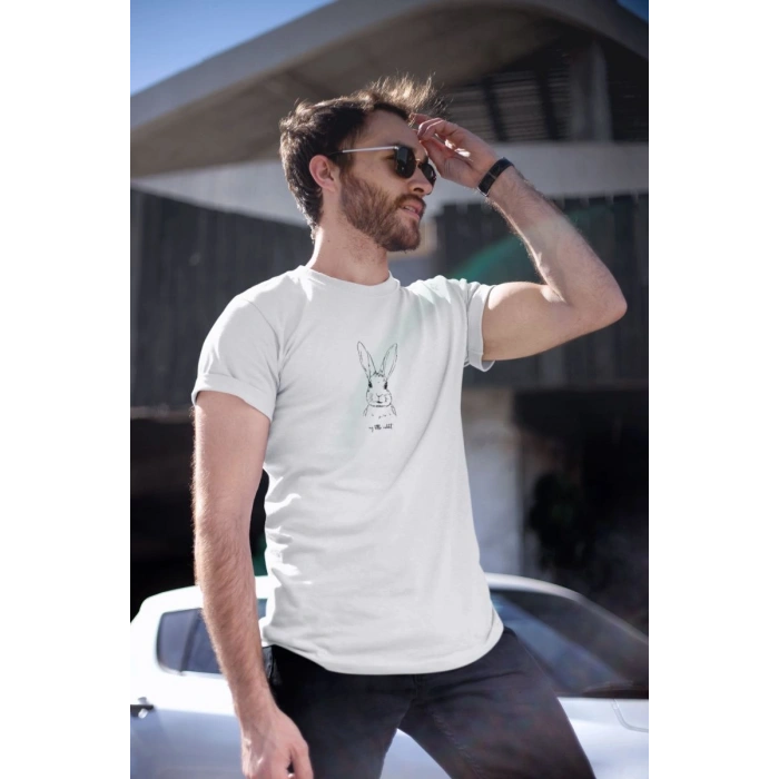 Erkek Özel Baskılı Modern Fit %100 Pamuk Bisiklet Yaka T-Shirt
