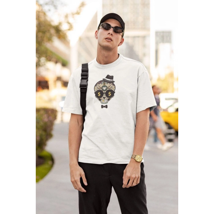 ERKEK Özel Baskılı Modern Fit %100 Pamuk Bisiklet Yaka T-Shirt
