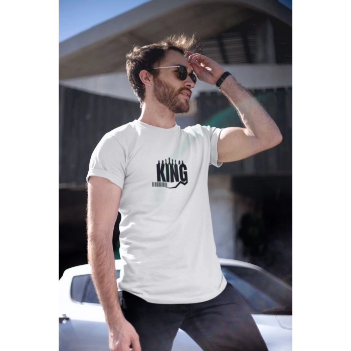 Erkek Özel Baskılı Modern Fit %100 Pamuk Bisiklet Yaka T-Shirt