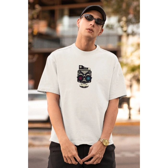 ERKEK Özel Baskılı Modern Fit %100 Pamuk Bisiklet Yaka T-Shirt