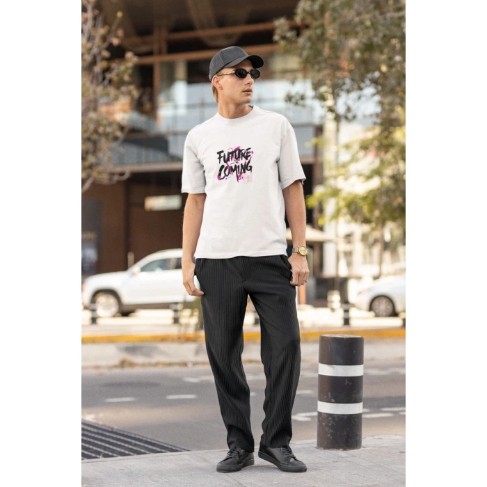 ERKEK Özel Baskılı Modern Fit %100 Pamuk Bisiklet Yaka T-Shirt