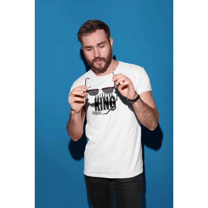 Erkek Özel Baskılı Modern Fit %100 Pamuk Bisiklet Yaka T-Shirt