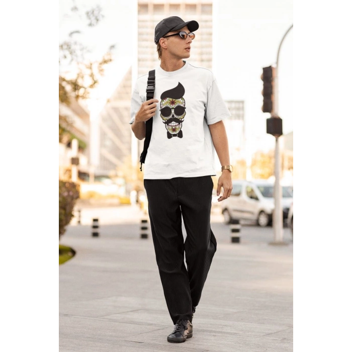 ERKEK Özel Baskılı Modern Fit %100 Pamuk Bisiklet Yaka T-Shirt