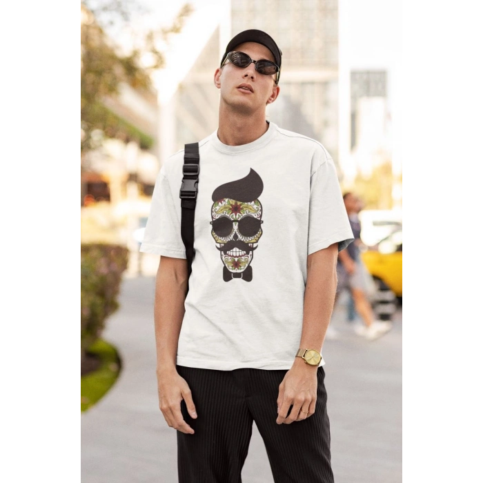 ERKEK Özel Baskılı Modern Fit %100 Pamuk Bisiklet Yaka T-Shirt