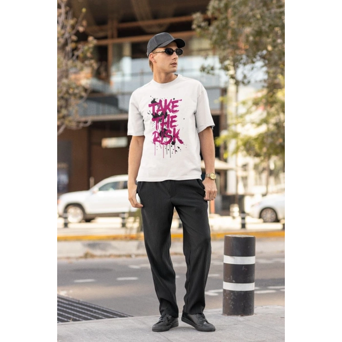 Erkek Özel Baskılı Modern Fit %100 Pamuk Bisiklet Yaka T-Shirt