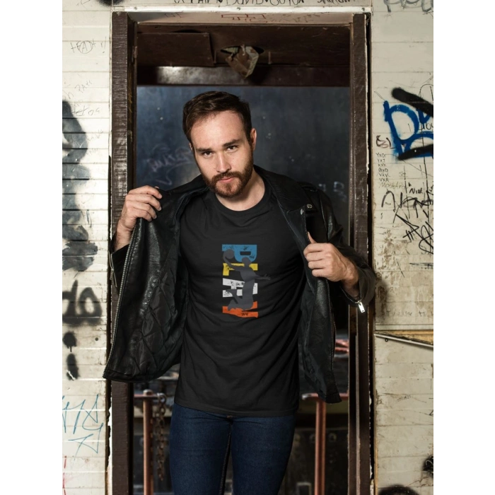Erkek Özel Baskılı Modern Fit %100 Pamuk Bisiklet Yaka T-Shirt