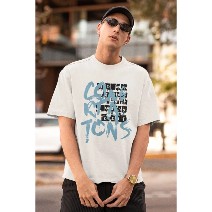 ERKEK Özel Baskılı Modern Fit %100 Pamuk Bisiklet Yaka T-Shirt
