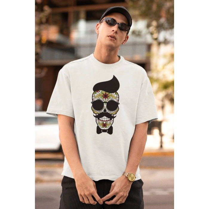 ERKEK Özel Baskılı Modern Fit %100 Pamuk Bisiklet Yaka T-Shirt