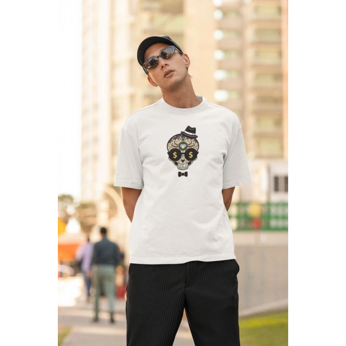 ERKEK Özel Baskılı Modern Fit %100 Pamuk Bisiklet Yaka T-Shirt