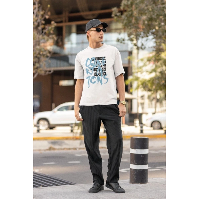 ERKEK Özel Baskılı Modern Fit %100 Pamuk Bisiklet Yaka T-Shirt