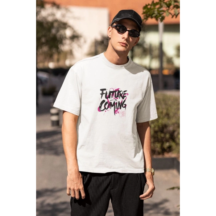 ERKEK Özel Baskılı Modern Fit %100 Pamuk Bisiklet Yaka T-Shirt