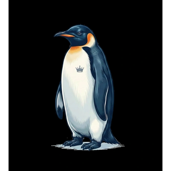 Erkek Survivor Penguin Baskılı 3 İplik Pamuklu Kapüşonlu Sweatshirt Hoodie Siyah