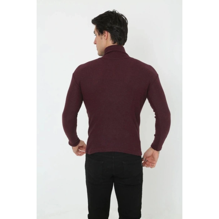 Erkek Tam Boğazlı Fitilli Likrali Koşkorse Badi - Bordo