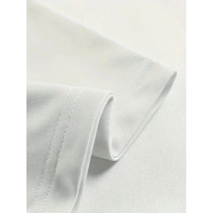 Erkek Tişört Baskılı Bisiklet Yaka Kısa kol t-shirt - Beyaz