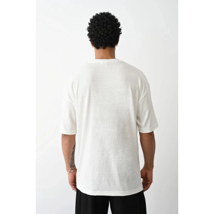 Erkek Tişört Düz Basic Penye Yazlık Bisiklet Yaka Kısa Kol T-Shirt - Beyaz