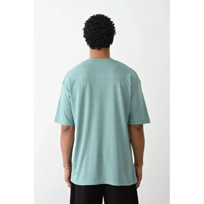 Erkek Tişört Düz Basic Penye Yazlık Bisiklet Yaka Kısa Kol T-Shirt - Mint Yeşili