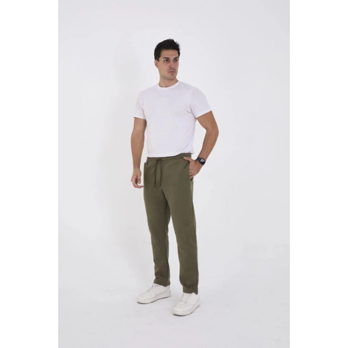 Erkek Üç İplik Basic Eşofman Pantolon - Haki