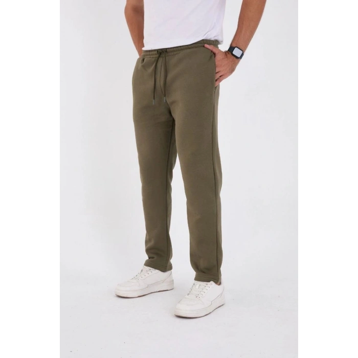 Erkek Üç İplik Basic Eşofman Pantolon - Haki