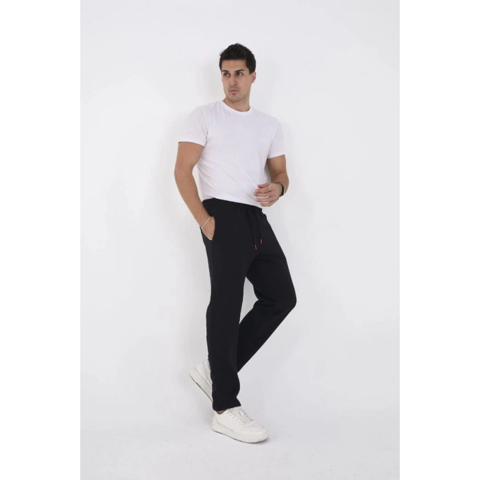 Erkek Üç İplik Basic Eşofman Pantolon - Siyah