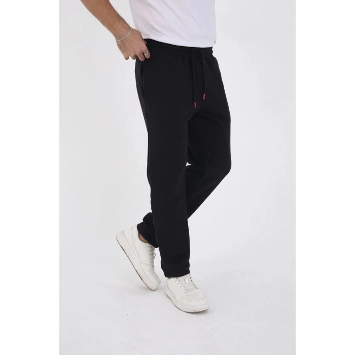 Erkek Üç İplik Basic Eşofman Pantolon - Siyah