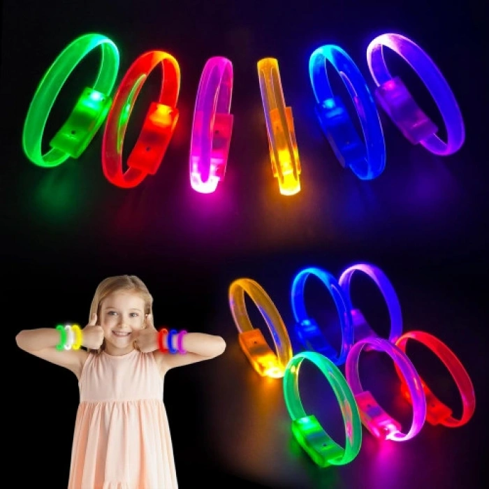 Festival & Parti LED Bileklik Baskı Yapılabilir 3 Farklı Mod Işıklı 1 Adet