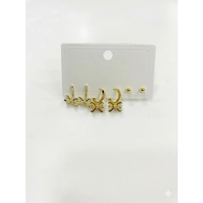Fiyonk Detaylı Sallantılı Altılı Küpe