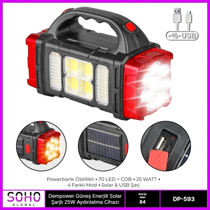 Güneş Enerjili Solar Kamp Feneri