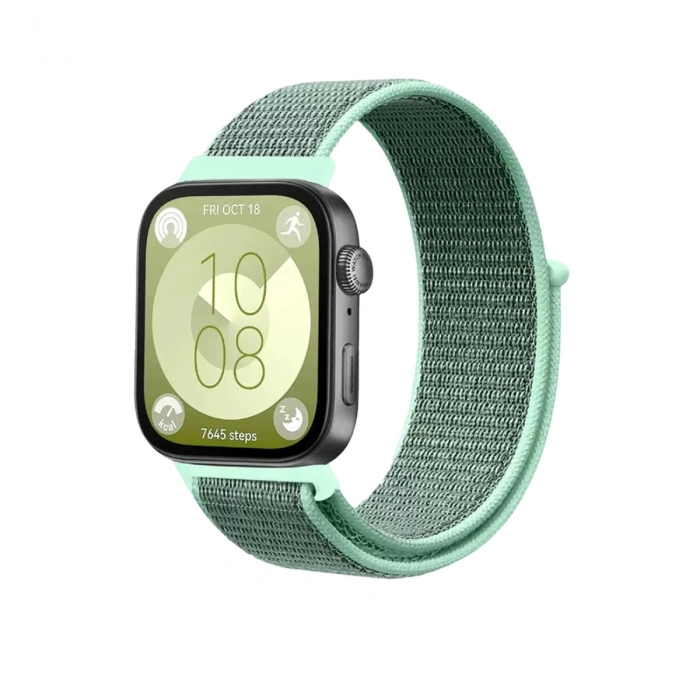 Huawei Fit 4 Hasırlı Cırtcırtlı Kordon (saat Değildir) - Turkuaz