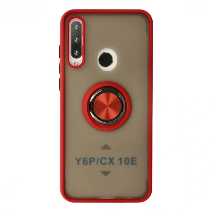 Huawei Y6p Kılıf Montreal Yüzüklü Silikon Kapak - Kırmızı