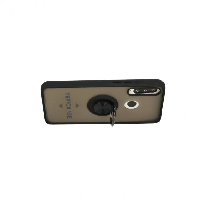 Huawei Y6p Kılıf Montreal Yüzüklü Silikon Kapak - Siyah