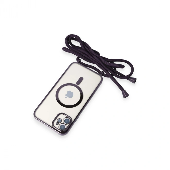 İphone 11 Kılıf Divo Lazer Askılı Magsafe Kapak - Derin Mor