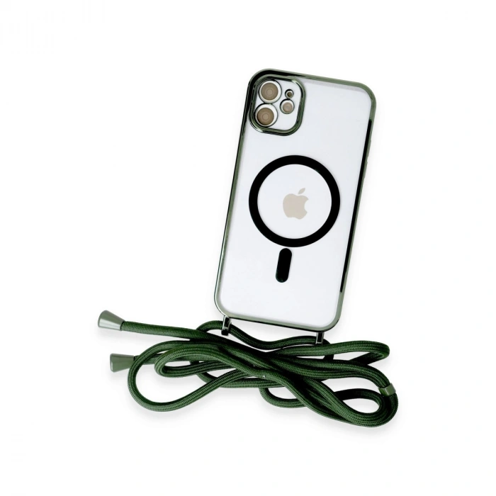 İphone 11 Kılıf Divo Lazer Askılı Magsafe Kapak - Koyu Yeşil
