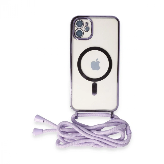 İphone 11 Kılıf Divo Lazer Askılı Magsafe Kapak - Lila