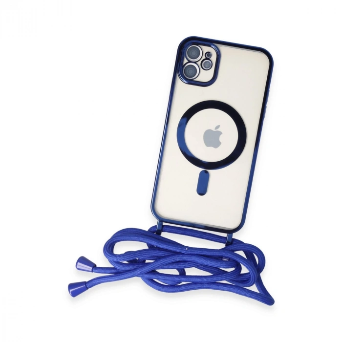 İphone 11 Kılıf Divo Lazer Askılı Magsafe Kapak - Mavi