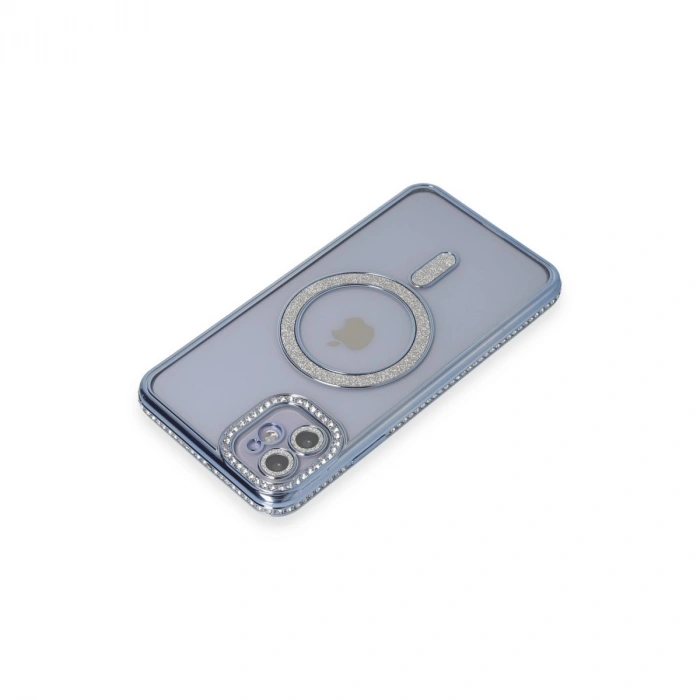 İphone 11 Kılıf Joke Simli Magneticsafe Kılıf - Mavi