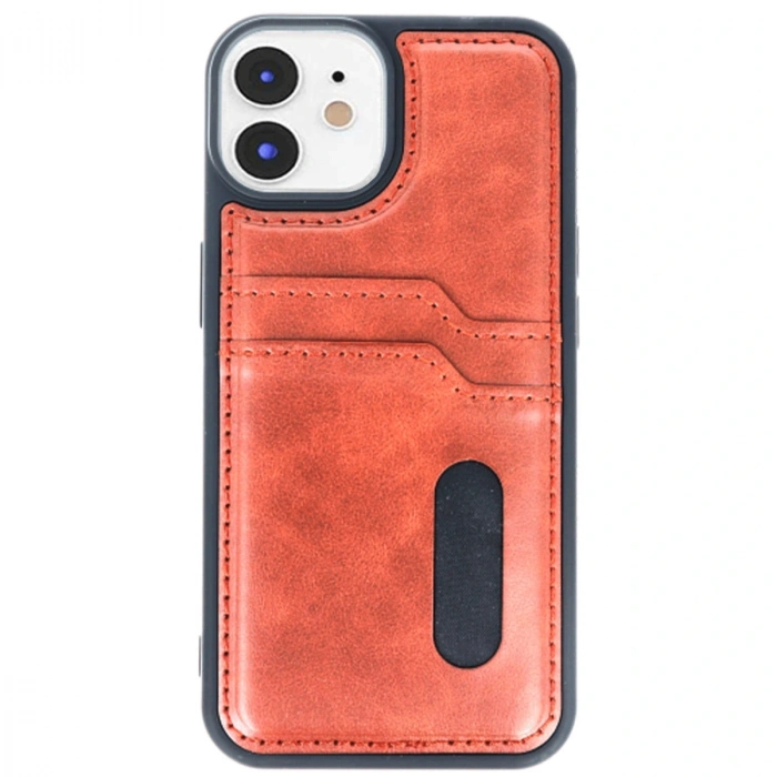 İphone 11 Kılıf Sara Kartvizitli Deri Kılıf - Taba