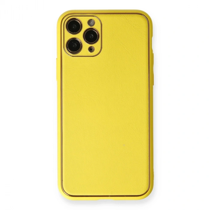 İphone 11 Pro Kılıf Coco Deri Silikon Kapak - Sarı