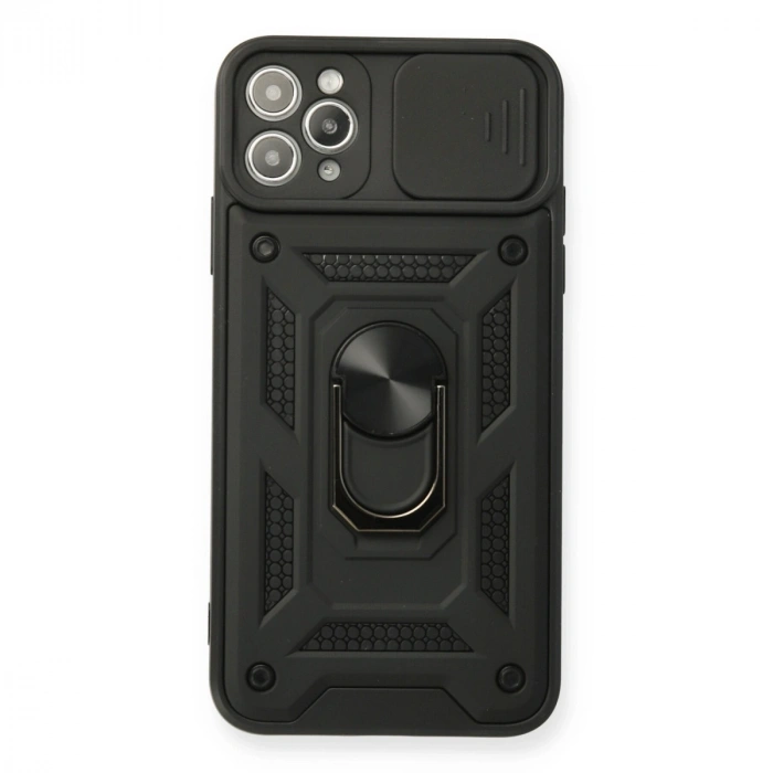 İphone 11 Pro Max Kılıf Pars Lens Yüzüklü Silikon - Siyah