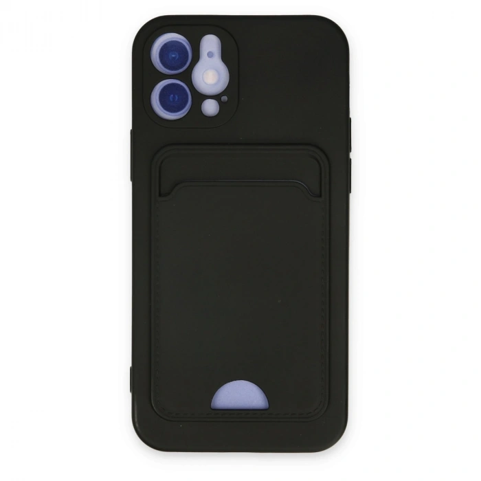 İphone 12 Kılıf Kelvin Kartvizitli Silikon - Siyah